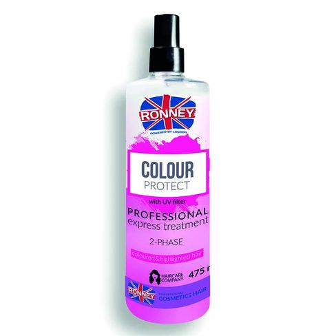 Ronney COLOUR protect dvojfázová hmla je určená na starostlivosť o farbené suché vlasy 475 ml