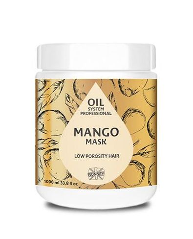 RONNEY Mango maska na vlasy s nízkou pórovitosťou 1000ml